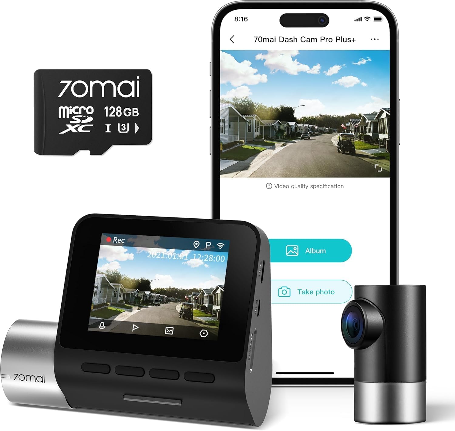 アクセサリー 70mai Dash Cam Pro Plus A500s-1 Amazon.com: 【70mai Dash Cam Front and Rear A500S+128GB